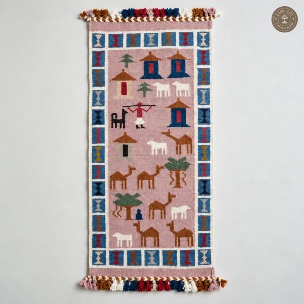 Handwoven Desert Village Story Rug