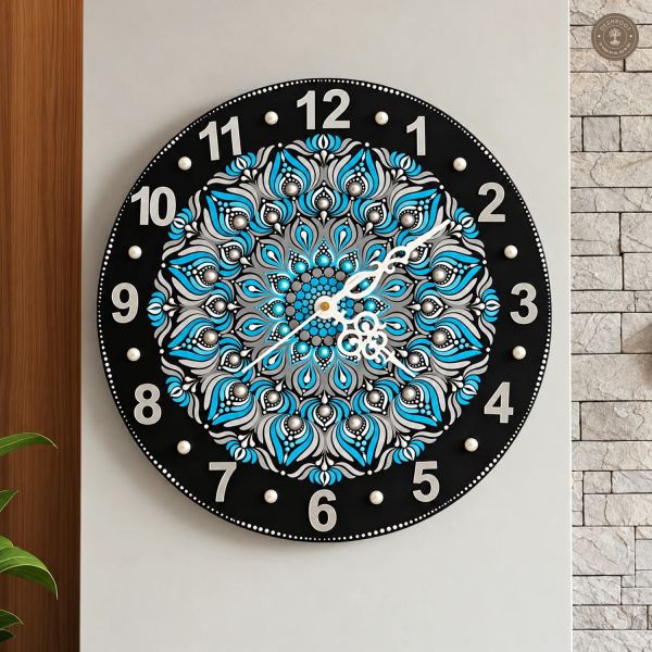 Blue Dot Mandala Clock