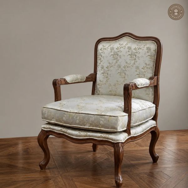 French Provincial Armchair – Classic Upholstered Accent Chair