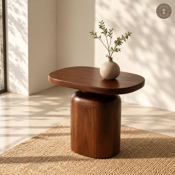 Nordic Pillar Round Wooden Side Table