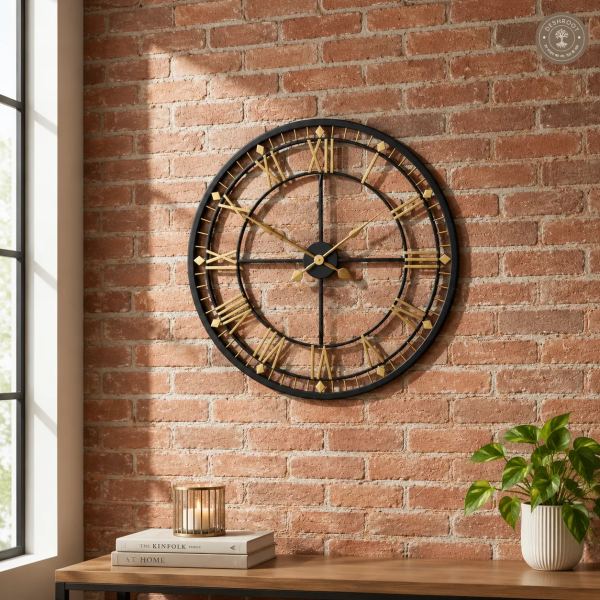 Golden Roman Wall Clock