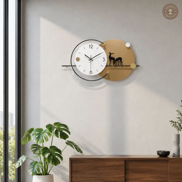 Golden Deer Wall Clock