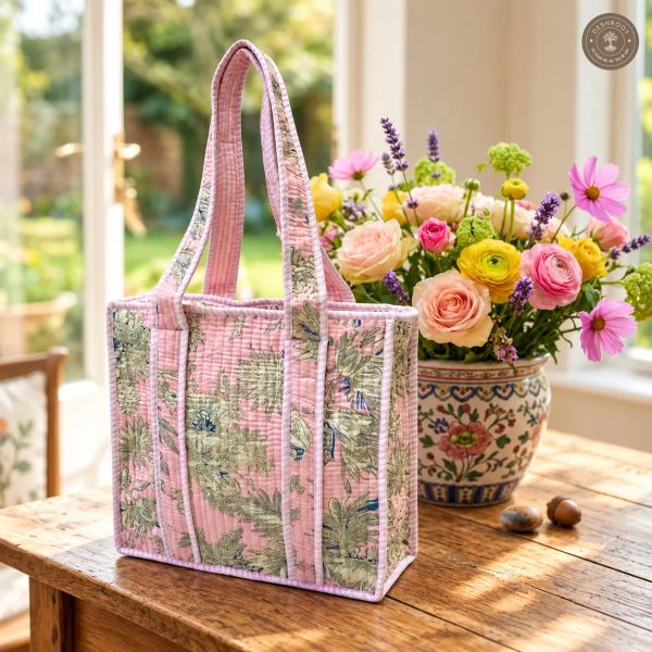 Pastel Floral Quilted Lunch Box Hand Bag