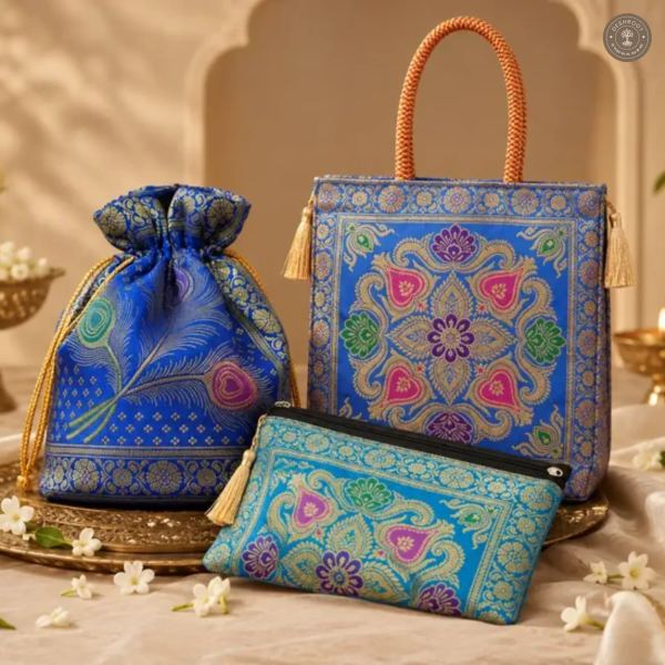 Blue-Royal Banarasi Bag Set