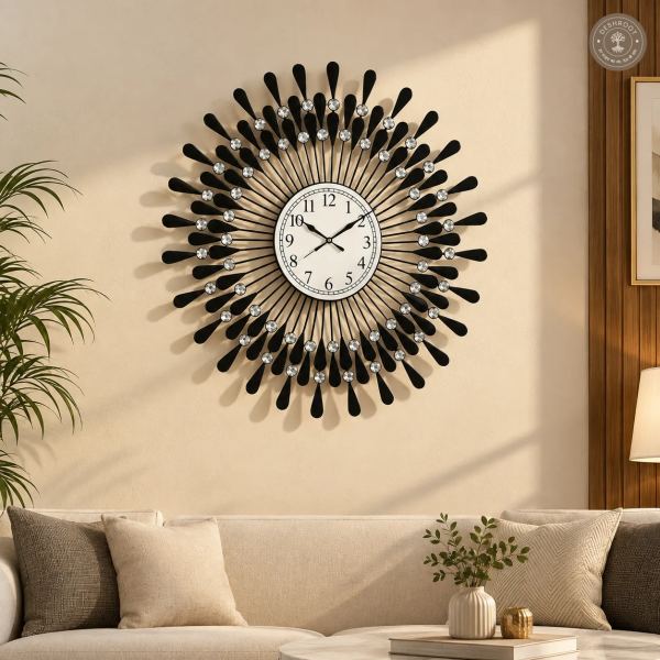 Black Crystal Spike Wall Clock
