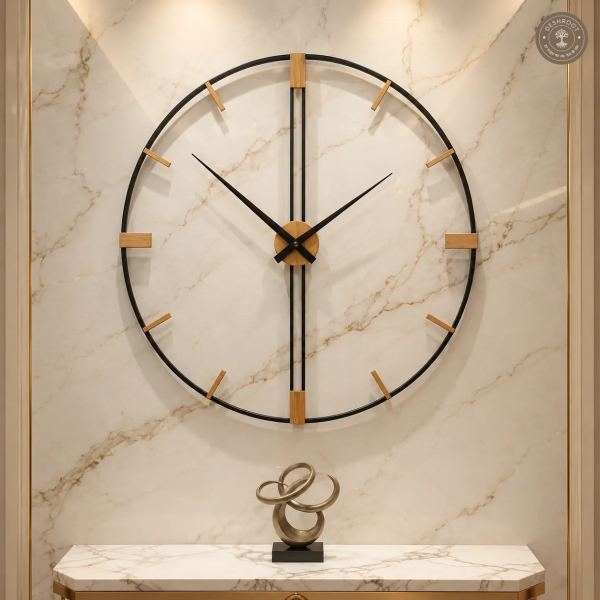 Black Frame Wooden Wall Clock