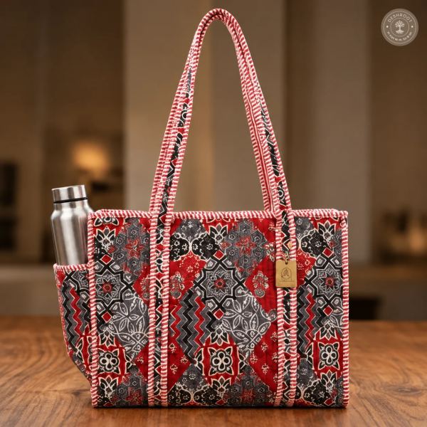 Red & Grey Printed Multipurpose Shoulder Bag for Women