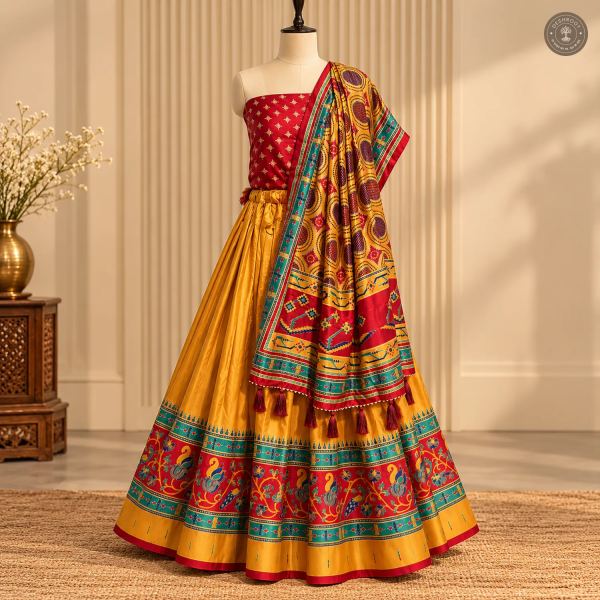 Patola-Style Lehenga Set with Dupatta