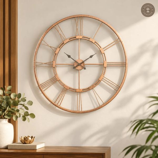 Rose Gold Roman Wall Clock