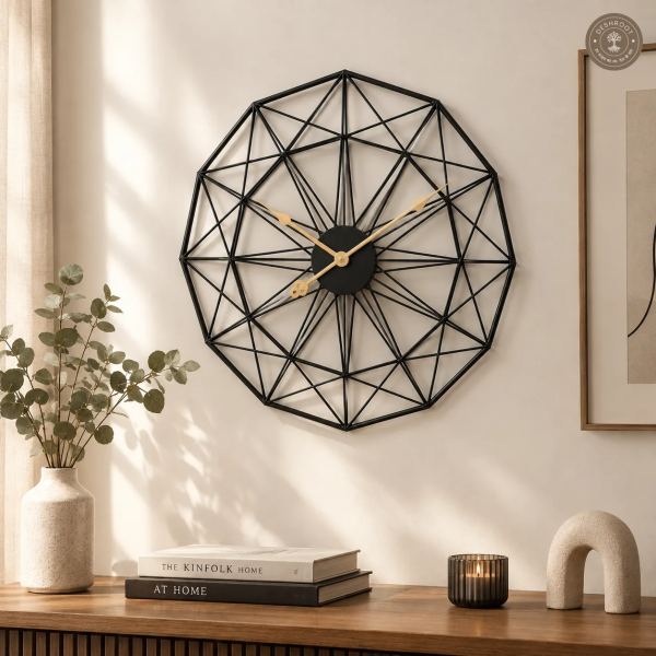 Geometric Octagonal Metal Wall Clock