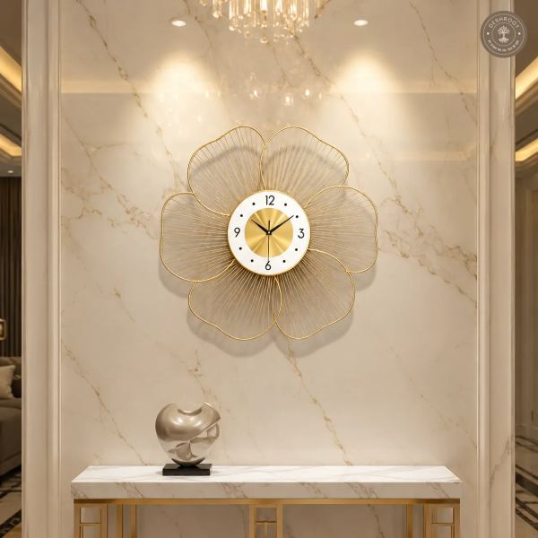 Floral Bloom Metal Wall Clock