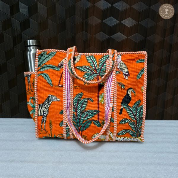 Orange Jungle Safari Printed Multipurpose Shoulder Bag for Women