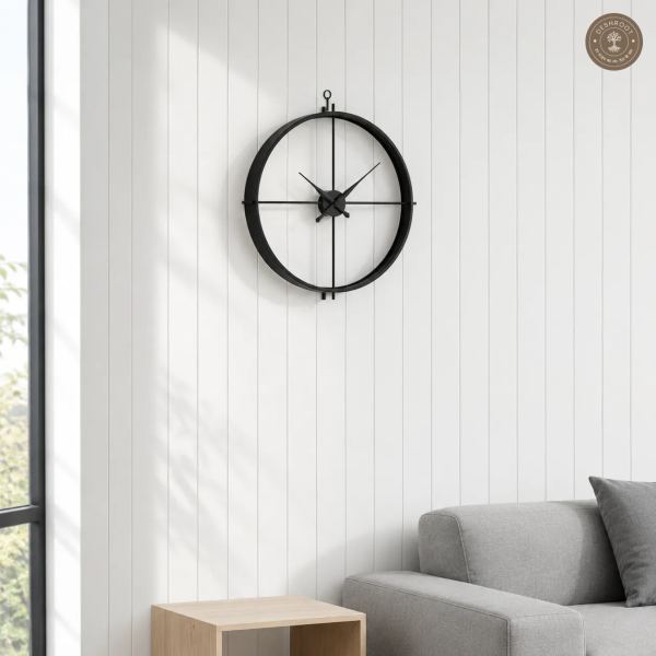 Black Cross Geometric Metal Wall Clock