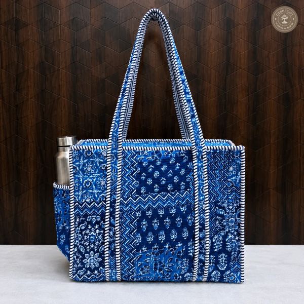 Blue Patchwork Printed Multipurpose Shoulder Bag for Women