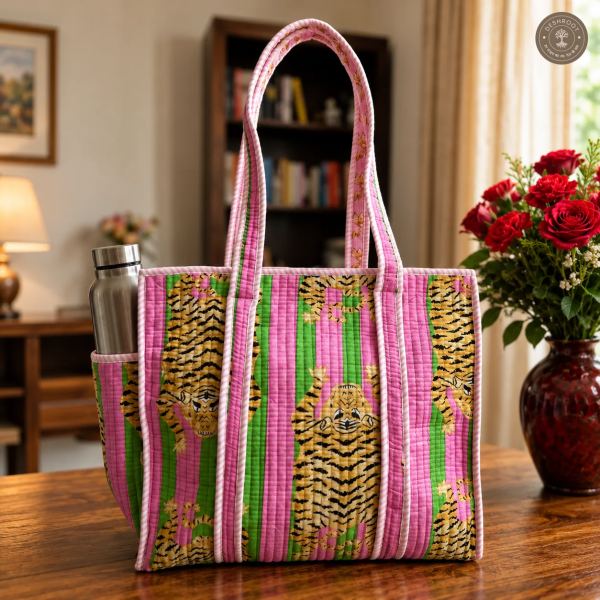 Pink Tiger Printed Multipurpose Shoulder Bag for Women
