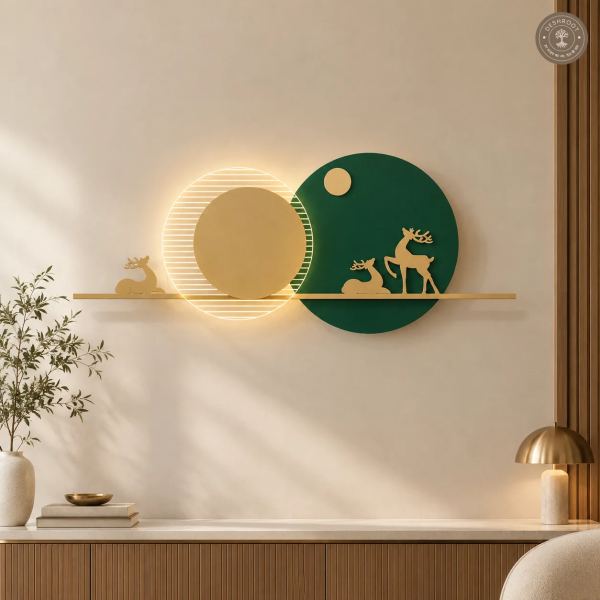 Green Deer LED Metal Wall Art