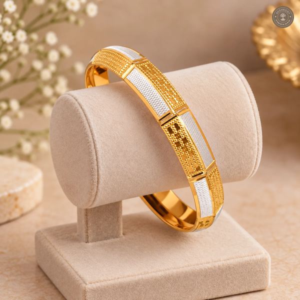 Dual-Tone Beaded Panel Segment Bangle