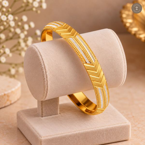 Gold-Tone Arrow Chevron Beaded Line Bangle