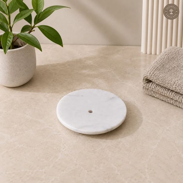 Premium Makrana Marble Round Soap Dish
