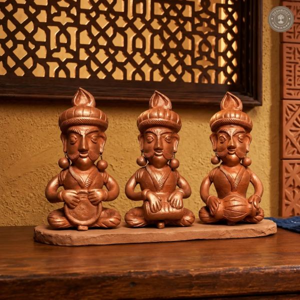 Handcrafted Terracotta Tribal Musician Set of 3