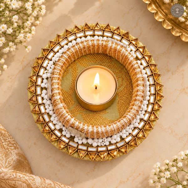 Triangle Stone Beaded Tea Light Holder