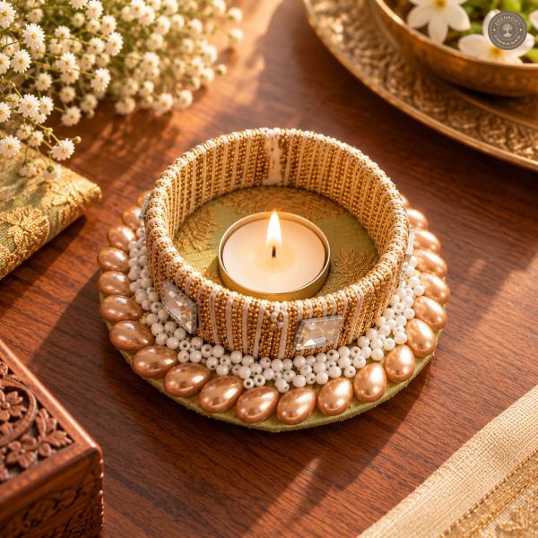 Champagne Drop Pearl Tea Light Holder