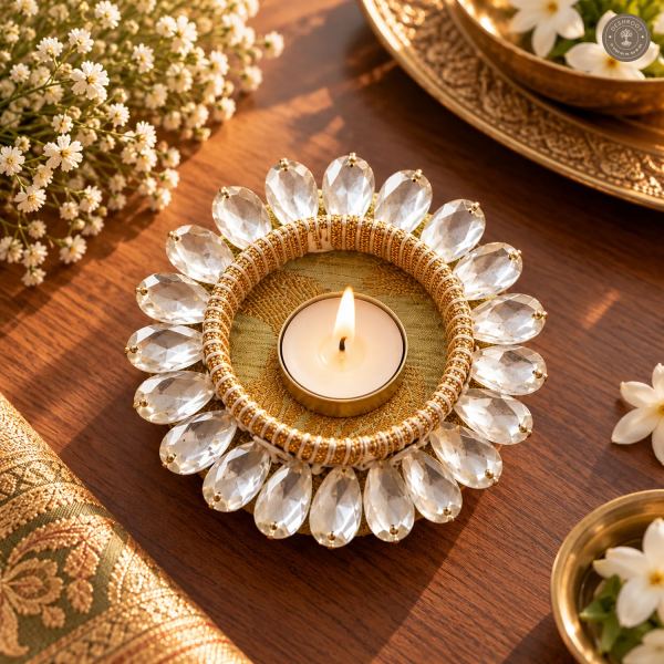 Crystal Sunburst Tea Light Holder