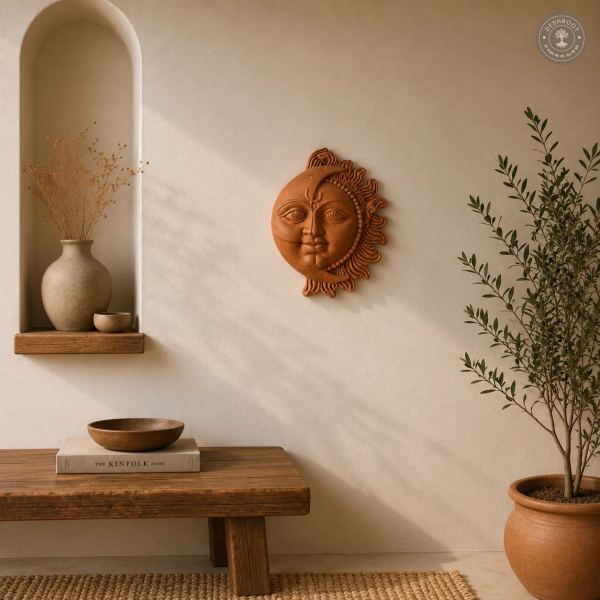 Rajasthani Handcrafted Terracotta Surya Chandra Wall Hanging