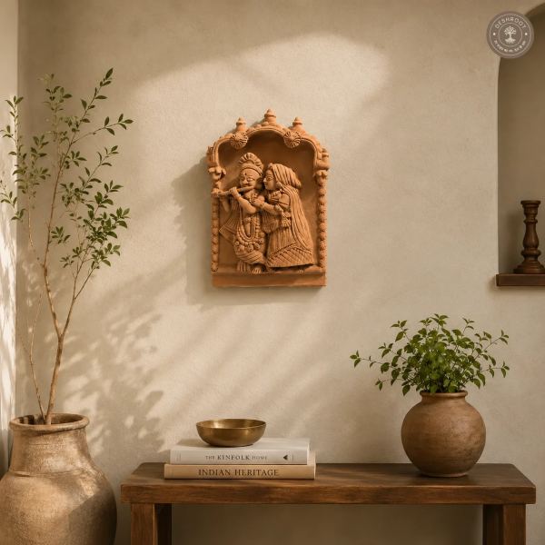 Rajasthani Handcrafted Terracotta Radha Krishna Wall Panel