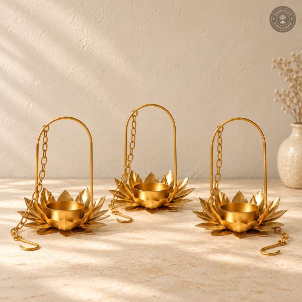 Royal Lotus Hanging Tealight Candle Holders - Set of 6