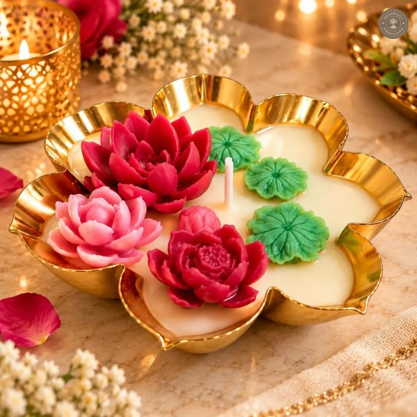 Floral Lotus Urli Candle