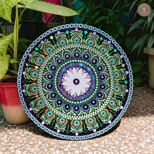 Mayur Mandala Wall Décor with Decorative Mirrors