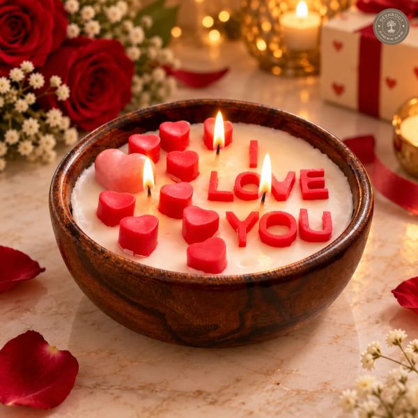 Handcrafted Wooden Urli Love Candle
