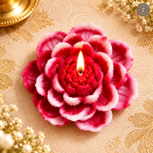 Lotus Flower Decorative Candle – Handcrafted Floral Candle for Home Décor