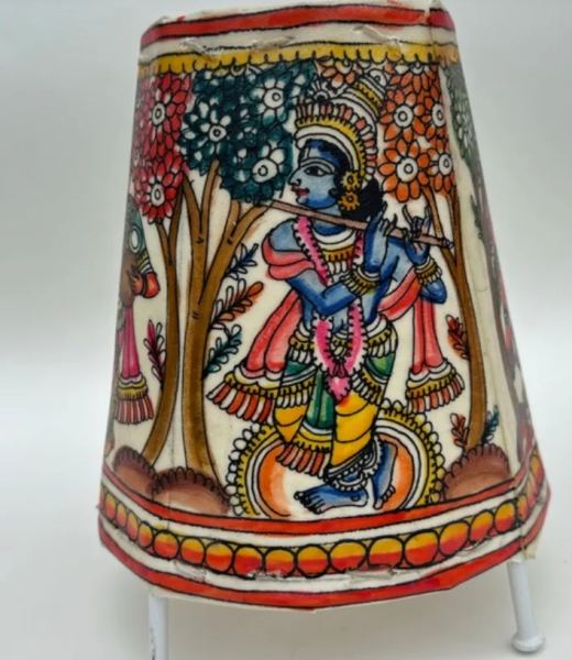 5-Inch Radha Krishna Round Leather Art