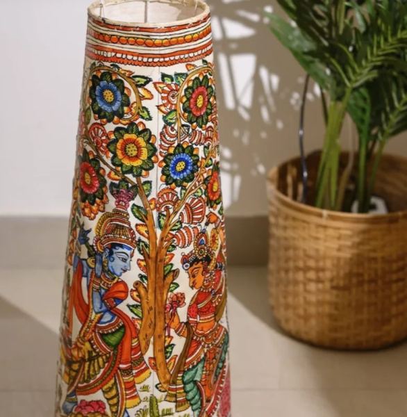 Leather Radha Krishna Floor Lamp – 25 inch