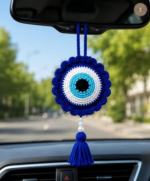 Handmade Crochet Evil Eye Car Hanging
