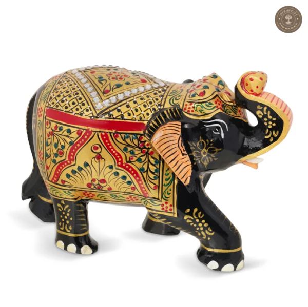 Elephant Reg Embose  Stone – Handcrafted Wooden Decorative Showpiece