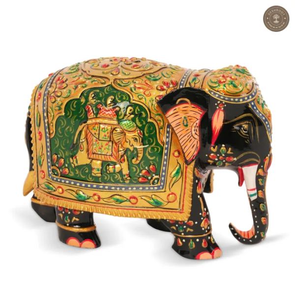 Wooden Elephant with green Arch