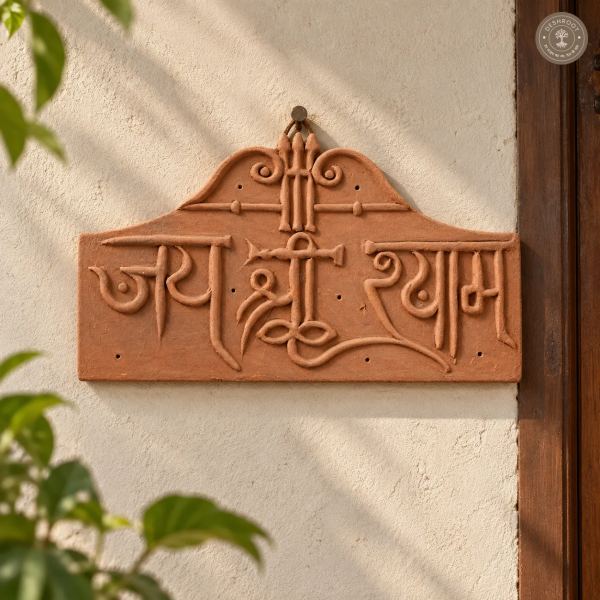 Rajasthani Handcrafted Om Wall Plaque – Terracotta Floral Indian Wall Decor