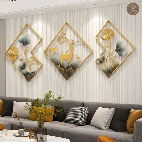 Ginkgo Deer Gold Metal Wall Art