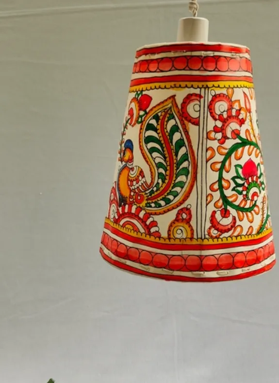 10-Inch Leather Hanging Lamp – Floral Design
