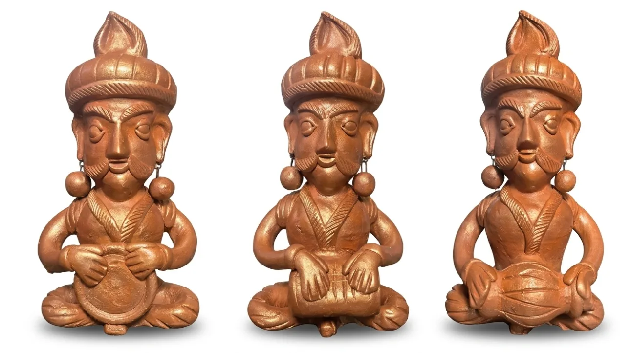Handcrafted Terracotta Tribal Musician Set of 3