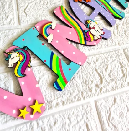 Unicorn theme nameplate for kids