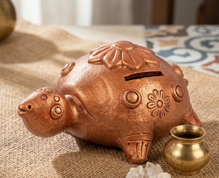 Handcrafted Terracotta Turtle Piggy Bank