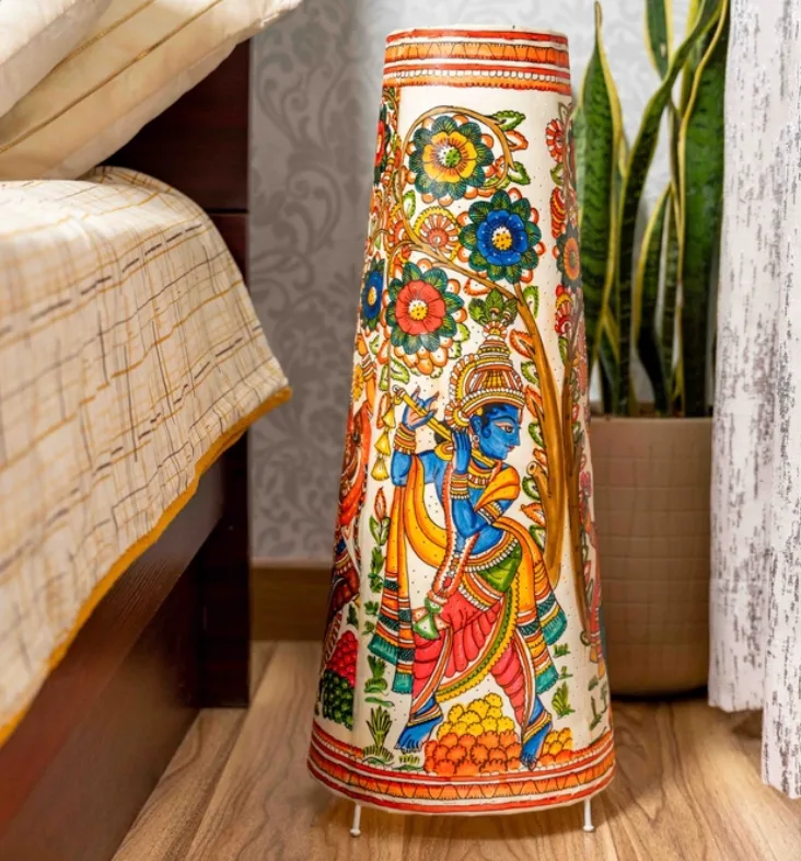 Leather Radha Krishna Floor Lamp – 25 inch