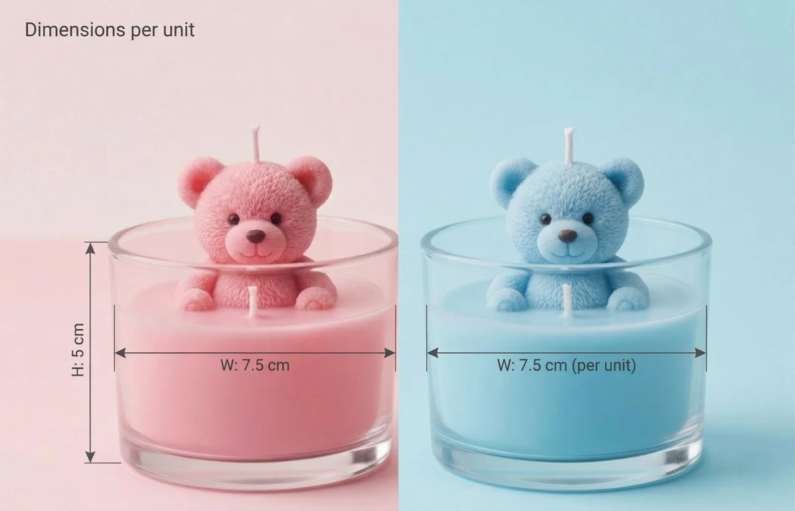 Baby Shower Teddy Bear Scented Candle – Handcrafted Decorative Glass Jar Candle – Pink & Blue Gift Set