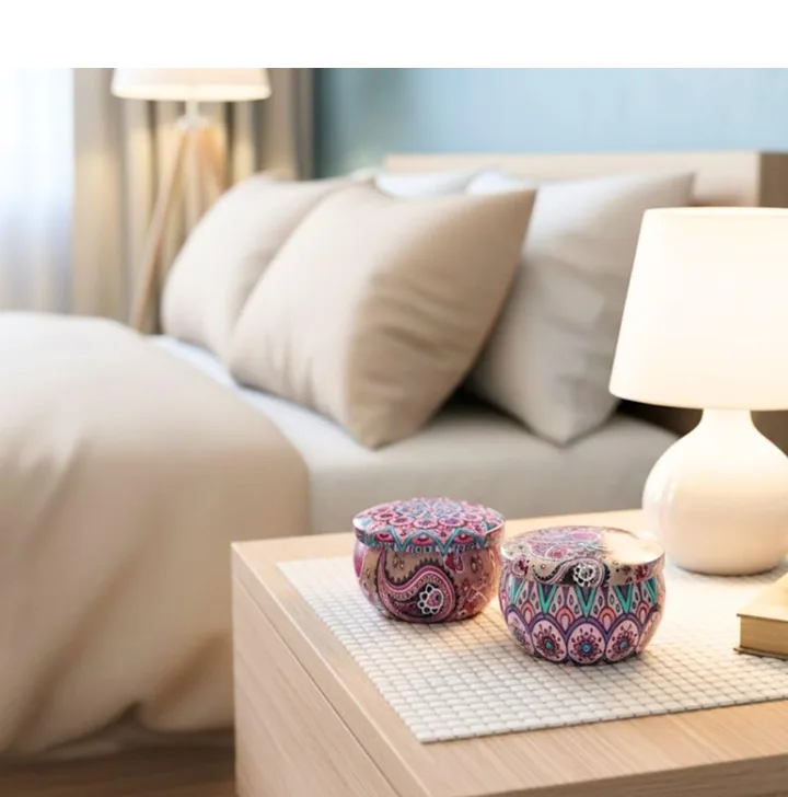 Pack of 12 Multicolour Mandala Travel Tin Candle
