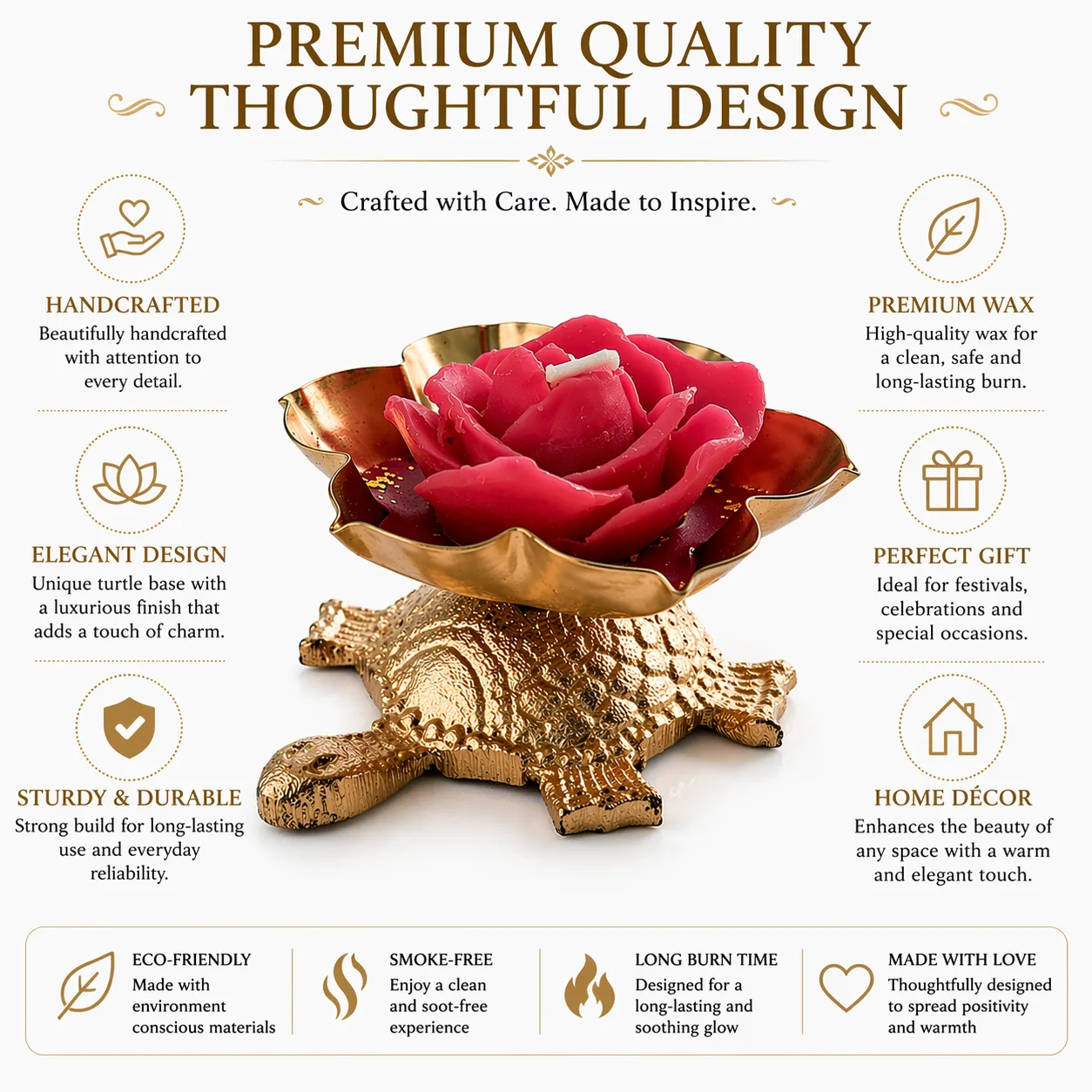 Tortoise Urli Candle Holder with Rose Wax Diya