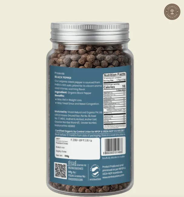 Black Pepper Whole - Organic